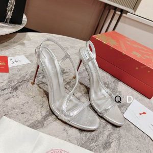 Christian Louboutin Rosalie Sandales 100mm Cuir Iridescent Argent Métallique