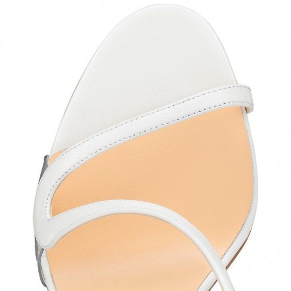 Christian Louboutin Rosalie 100 Mm Sandales en Cuir et PVC Bianco – Image 4