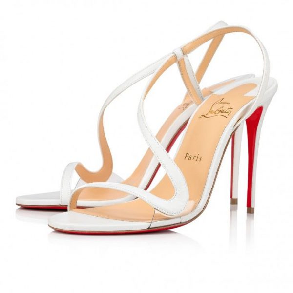 Christian Louboutin Rosalie 100 Mm Sandales en Cuir et PVC Bianco