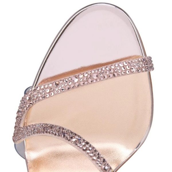 Christian Louboutin Rosalie Strass 100 Mm Sandales Daim Et Cuir Laminé Cuir Version Rose Vintage – Image 2