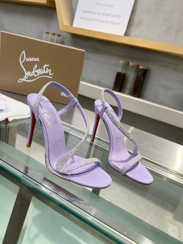 Christian Louboutin Rosalie Strass Sandales 100mm Cuir Suède et Strass Lilas
