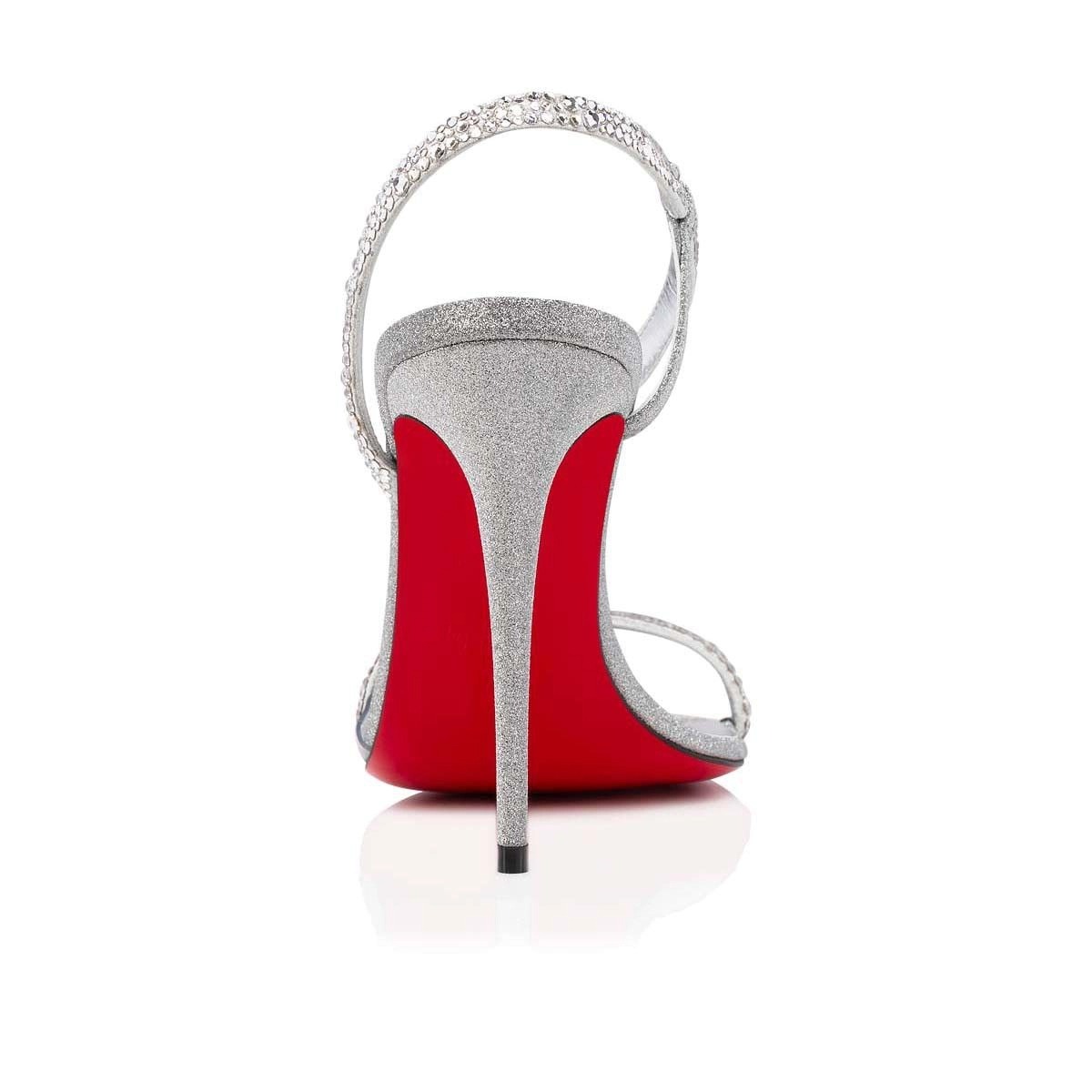 Christian Louboutin Rosalie Strass 100 Mm Sandales en Daim et Strass Argenté – Image 4