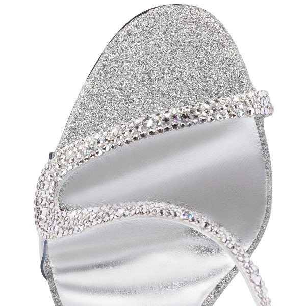 Christian Louboutin Rosalie Strass 100 Mm Sandales en Daim et Strass Argenté – Image 2