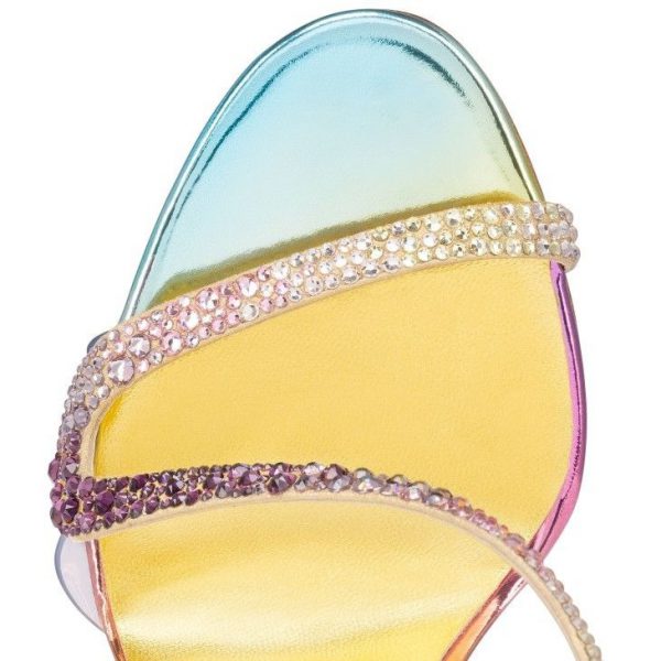 Christian Louboutin Rosalie Strass Boreal 100 Mm Sandales Daim Métallisé Et Clous Boreal Multicolore – Image 2
