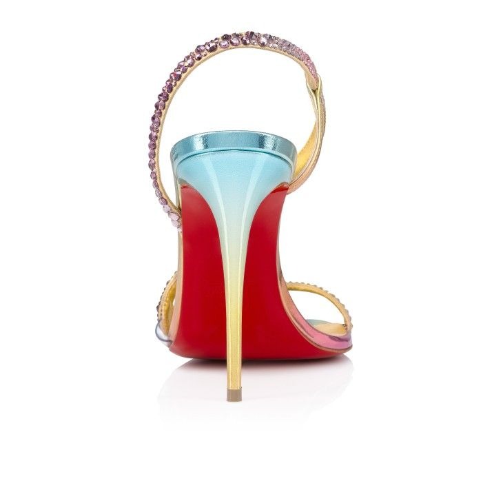 Christian Louboutin Rosalie Strass Boreal 100 Mm Sandales Daim Métallisé Et Clous Boreal Multicolore – Image 4