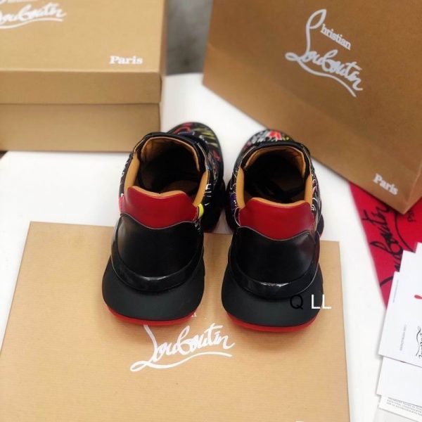 Christian Louboutin Baskets Running Cuir de veau et Néoprène Motif Noir – Image 4