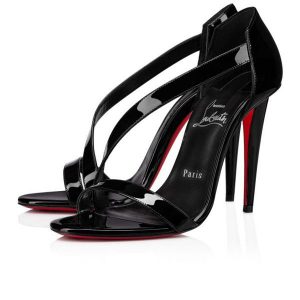 Sandale Christian Louboutin Astridal 100 mm Noir/lin Verni Noir