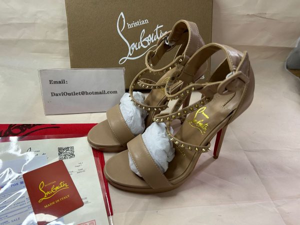 Christian Louboutin Sandal Choca Lux 120 mm Sandales en Cuir Nude/Pink Bronze – Image 4
