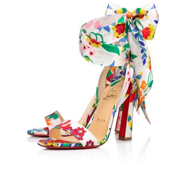 Sandale Christian Louboutin Crosse Du Désert 100 mm Multi Crêpe Satin
