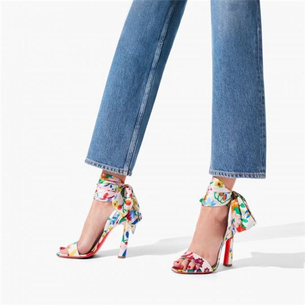 Sandale Christian Louboutin Crosse Du Désert 100 mm Multi Crêpe Satin – Image 5