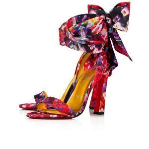 Christian Louboutin Sandal Crosse Du Desert 100 mm Multi/lin Jaune Nylon