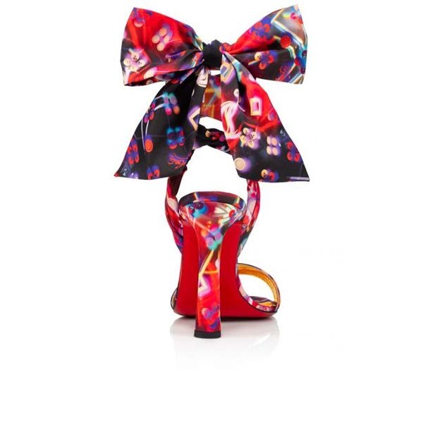 Christian Louboutin Sandal Crosse Du Desert 100 mm Multi/lin Jaune Nylon – Image 4