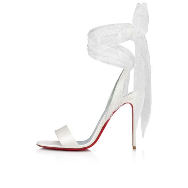 Sandales Christian Louboutin Du Desert 100 mm Ivoire/blanc-sv/lin Bleu crêpe satin – Image 2