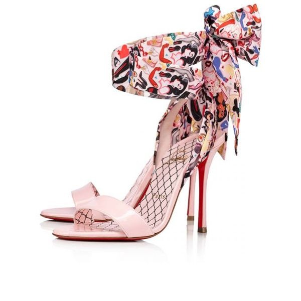Sandale Christian Louboutin Fetish 100 mm Vers Multicolore/lin Verni Poupee