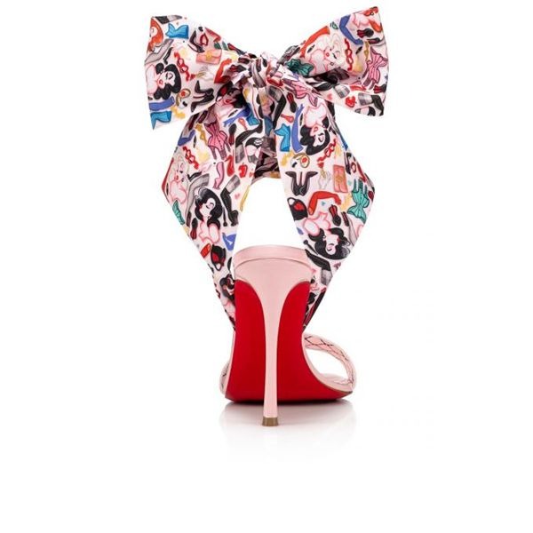 Sandale Christian Louboutin Fetish 100 mm Vers Multicolore/lin Verni Poupee – Image 4