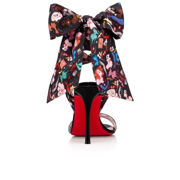 Sandale Christian Louboutin Fetish Du Désert 100 mm en vernis Noir multicolore/lin Verni Poupée – Image 4