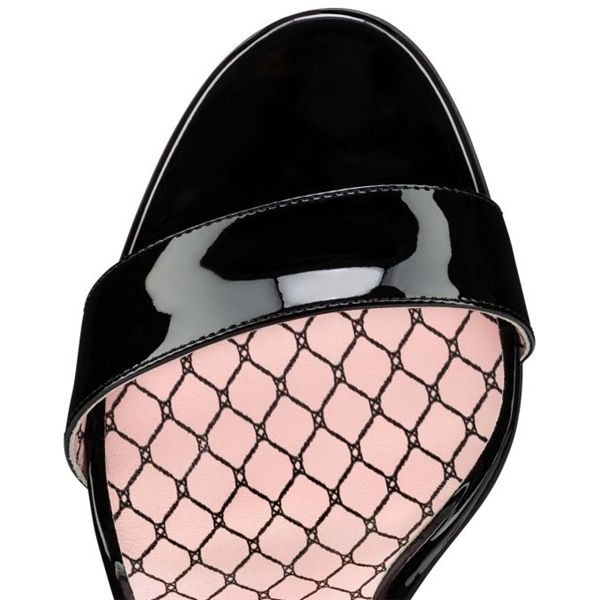 Sandale Christian Louboutin Fetish Du Désert 100 mm en vernis Noir multicolore/lin Verni Poupée – Image 3