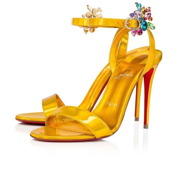 Christian Louboutin Sandal Goldie Joli 100 mm Jaune/lin Jaune Patent