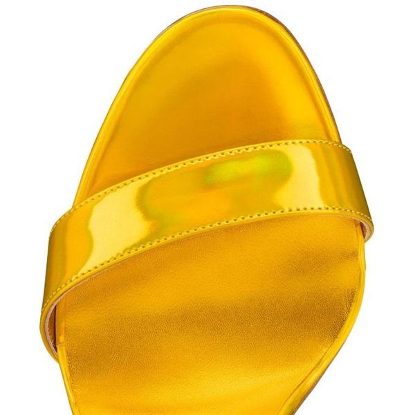 Christian Louboutin Sandal Goldie Joli 100 mm Jaune/lin Jaune Patent – Image 3