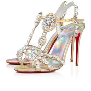 Christian Louboutin Sandal Goldora 100 mm Ab/mix Sv Ab/lin Las Ab Patent