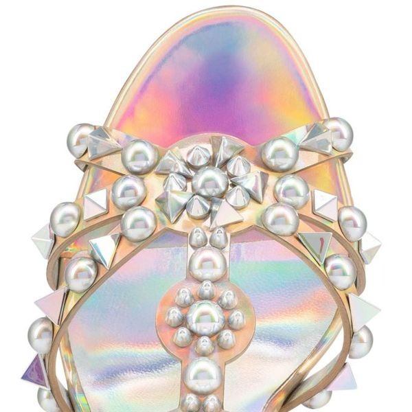 Christian Louboutin Sandal Goldora 100 mm Ab/mix Sv Ab/lin Las Ab Patent – Image 3