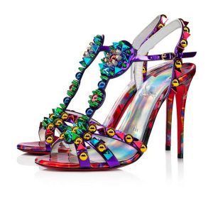 Christian Louboutin Sandal Goldora 100 mm Vers Multi/mix Multi Ab/lin La Patent