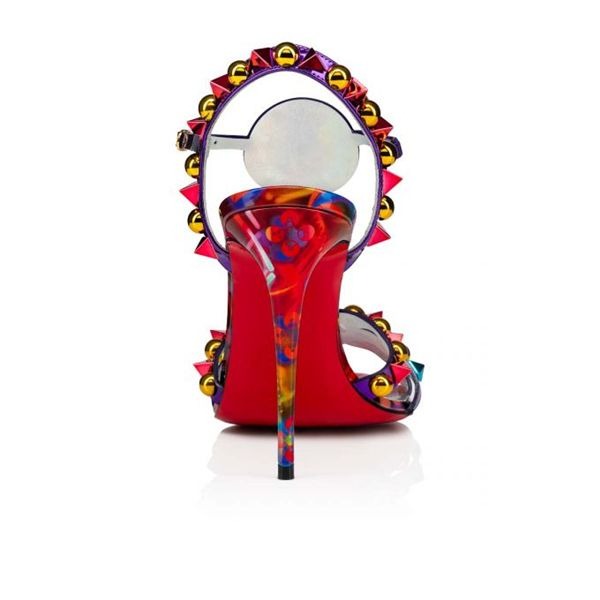 Christian Louboutin Sandal Goldora 100 mm Vers Multi/mix Multi Ab/lin La Patent – Image 4