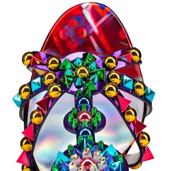 Christian Louboutin Sandal Goldora 100 mm Vers Multi/mix Multi Ab/lin La Patent – Image 3