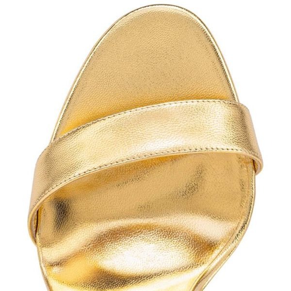 Sandale Christian Louboutin Loubi Queen 120 mm en cuir Bouton d'Or/lin Bouton d'Or – Image 3