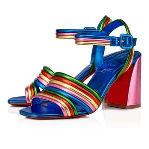 Sandale Christian Louboutin Manola 85 mm Vers Multicolore/lin Cuir Alize