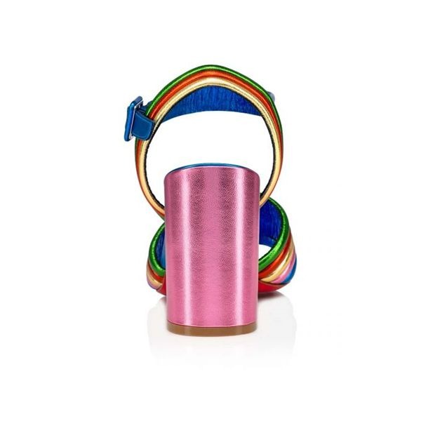 Sandale Christian Louboutin Manola 85 mm Vers Multicolore/lin Cuir Alize – Image 4