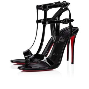 Christian Louboutin Sandal Mara 100 mm Cuir Verni Noir/lin