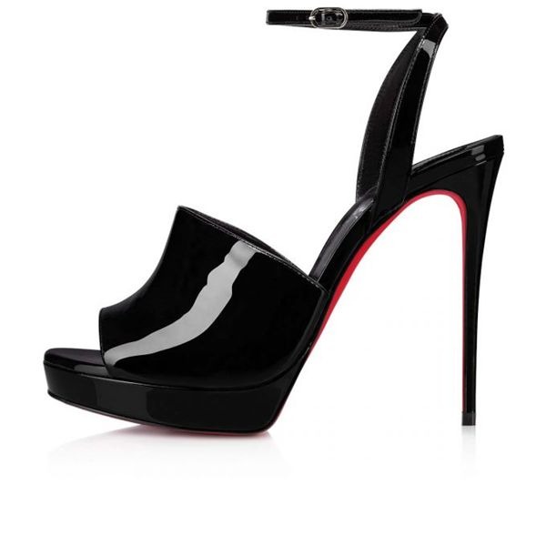 Sandale Christian Louboutin Miradona 120 mm Noir/lin Veau Verni Noir – Image 2