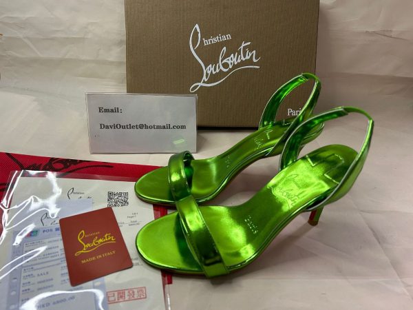 Sandale Christian Louboutin O Marylin 85 mm Épinard/lin Cuir Épinard – Image 6