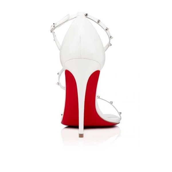 Sandales Christian Louboutin Riojana Spikes 100 mm Blanc/lin Cuir blanc – Image 4