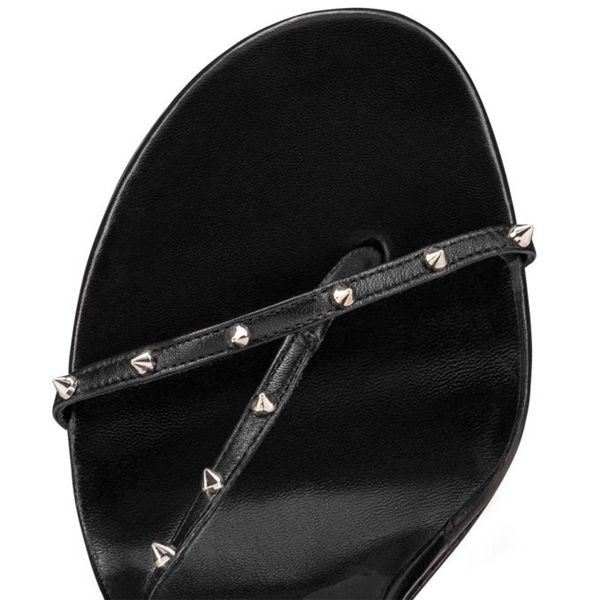 Sandales Christian Louboutin Riojana Spikes 100 mm Noir/lin Cuir noir – Image 3