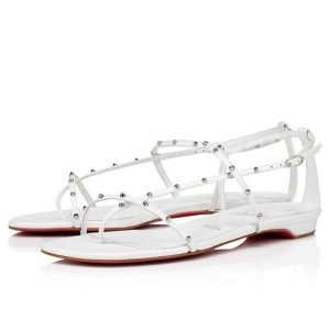 Sandales Christian Louboutin Riojana Spikes 100 mm Blanc/lin Cuir blanc