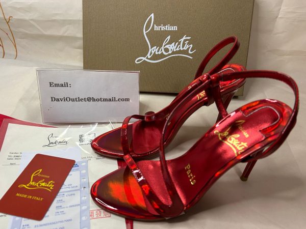 Sandale Christian Louboutin Rosalie 100 mm Loubi/lin Psy Loubi Veau verni – Image 5