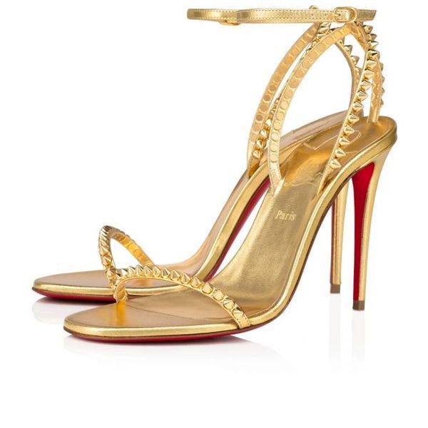 Christian Louboutin Sandale So Me 100 mm Bouton D Or/lin Bouton D Or Cuir