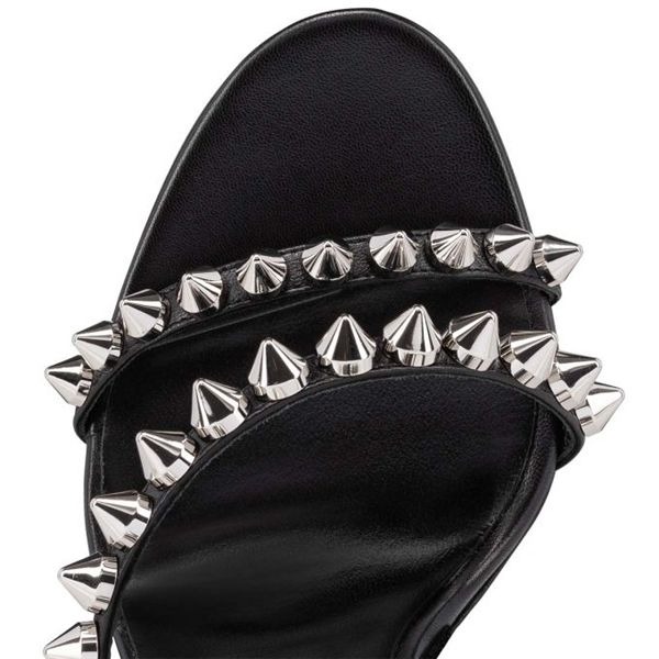 Sandale Christian Louboutin Spikita 100 mm Noir/sv/lin Cuir noir – Image 3