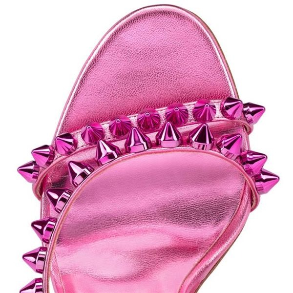 Sandale Christian Louboutin Spikita 100 mm Conf/métallisé Fuchsia/lin Cuir suédé – Image 3