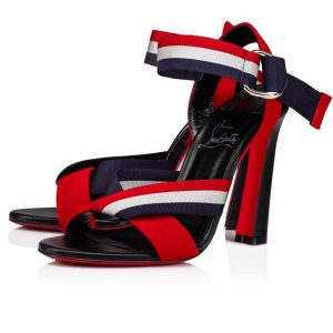 Sandale Christian Louboutin Water Poleta 100 mm Daim Loubi/noir/multicolore Cuir