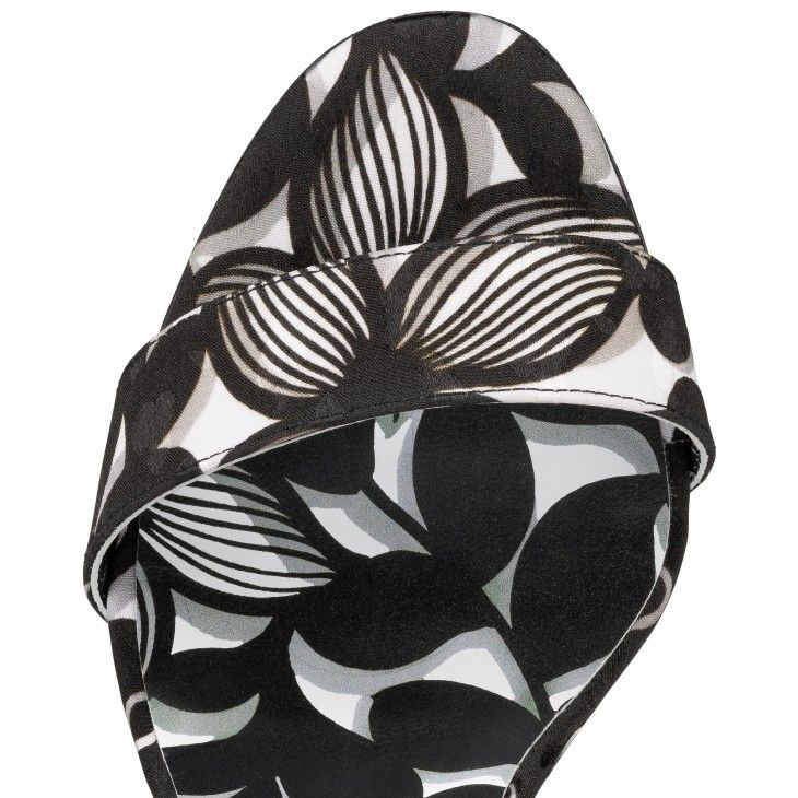 Sandales Christian Louboutin Sandale Du Désert 100 mm à brides en crêpe satiné imprimé Pétunia noir – Image 4