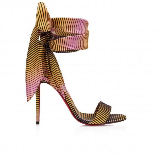 Sandales Christian Louboutin Sandale Du Désert 100 mm à brides en crêpe satiné imprimé Aftersun multicolore – Image 2