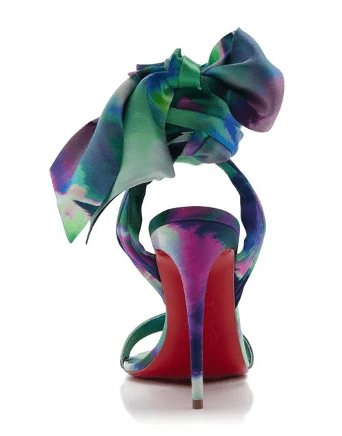 Christian Louboutin Sandale Du Désert Sandales 100mm Crêpe Satin Imprimé Melancholia Multicolore – Image 4