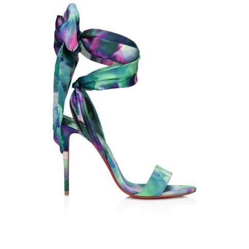 Christian Louboutin Sandale Du Désert Sandales 100mm Crêpe Satin Imprimé Melancholia Multicolore – Image 2