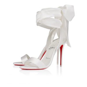 Christian Louboutin Sandale Du Desert 100 Mm Sandales à Lanières Crêpe Satin Ivoire