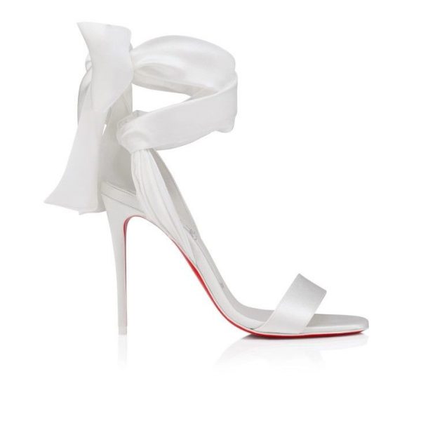 Christian Louboutin Sandale Du Desert 100 Mm Sandales à Lanières Crêpe Satin Ivoire – Image 3