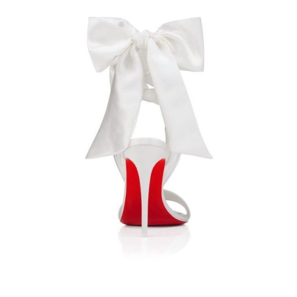 Christian Louboutin Sandale Du Desert 100 Mm Sandales à Lanières Crêpe Satin Ivoire – Image 4