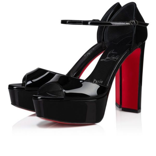 Christian Louboutin Sandaloo 130 mm sandales cuir verni noir
